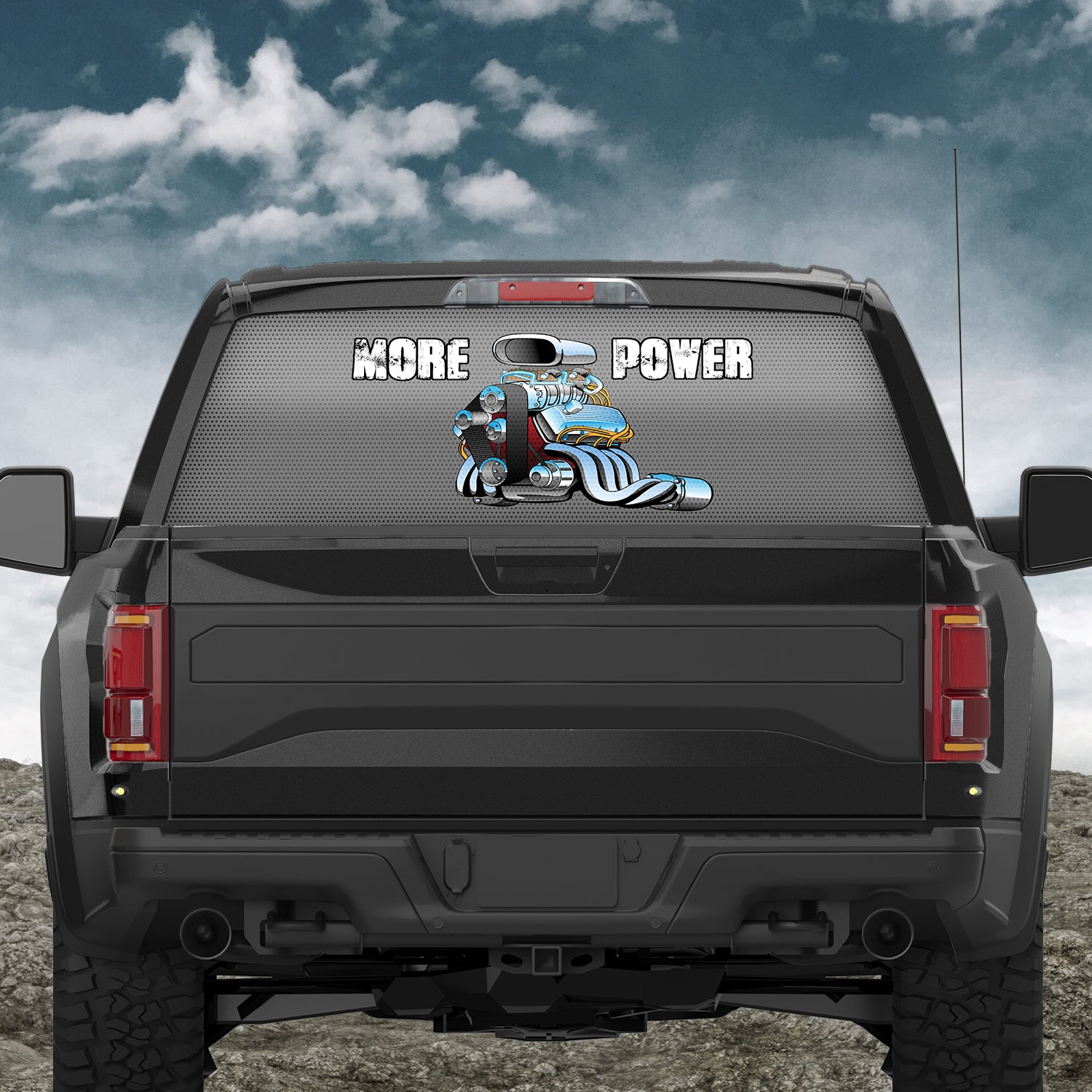 Re Engine Sticker Hot Rod Engine More Power Rear Window Decal – Let's Print Big