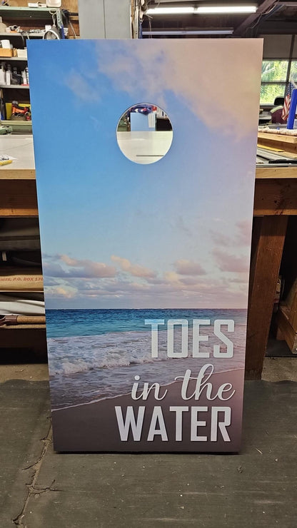 Toes in the Water, Ass in the Sand Combo Corn Hole Decal Wrap