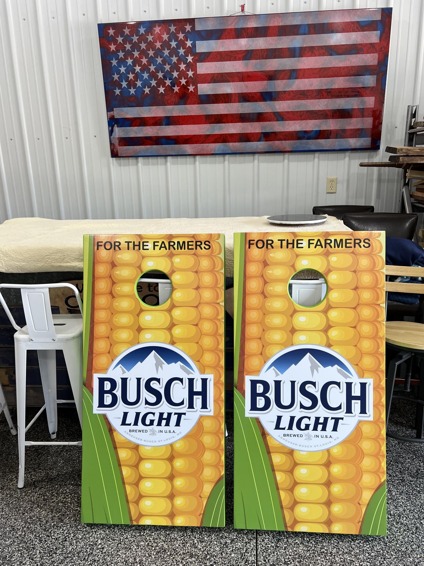 Busch Light For the Farmers Corn Hole Board Decal Wrap