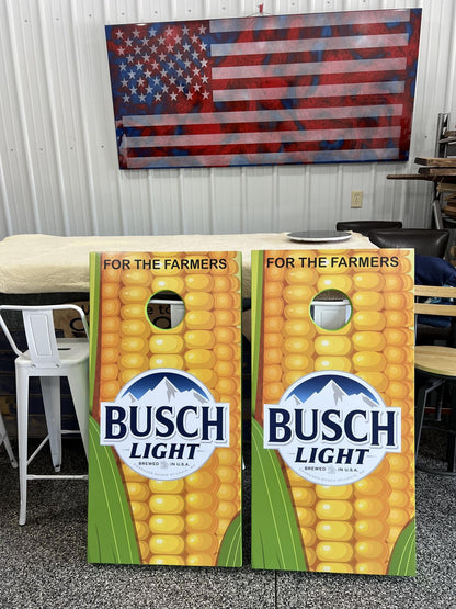 Busch Light For the Farmers Corn Hole Board Decal Wrap