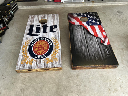 Miller Lite Beer Cornhole Board Decal Wrap