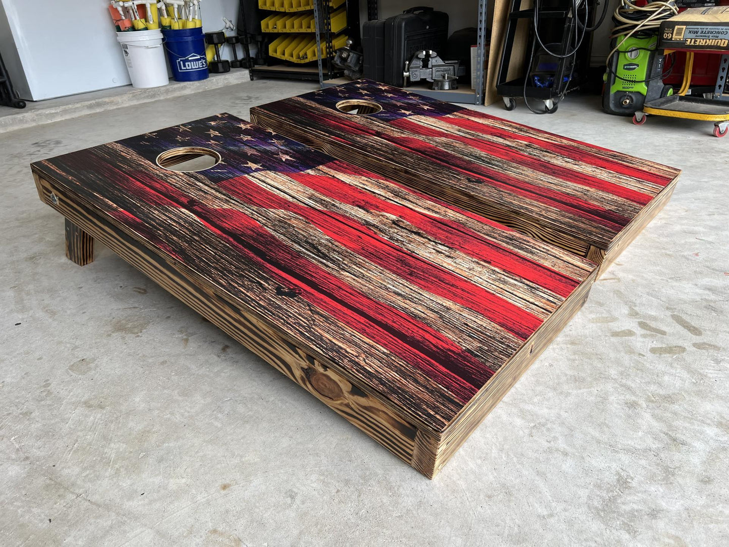 Rustic Wood American Flag Cornhole Wraps Decals