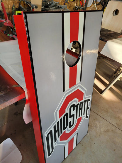 OSU Gray Red Stripe Design Cornhole Board Decal Wraps