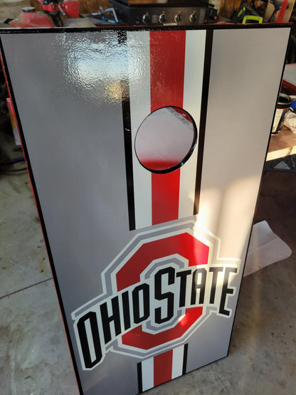 OSU Gray Red Stripe Design Cornhole Board Decal Wraps