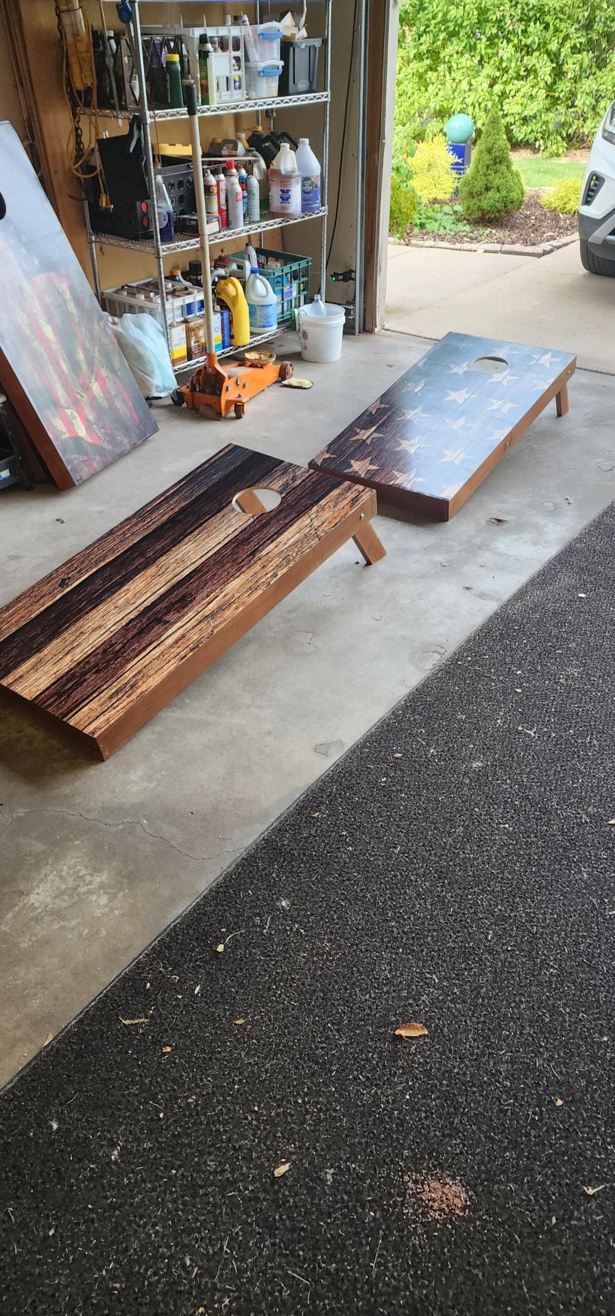 Distressed Stars and Stripes on Wood Combo Cornhole Board Decal Wraps