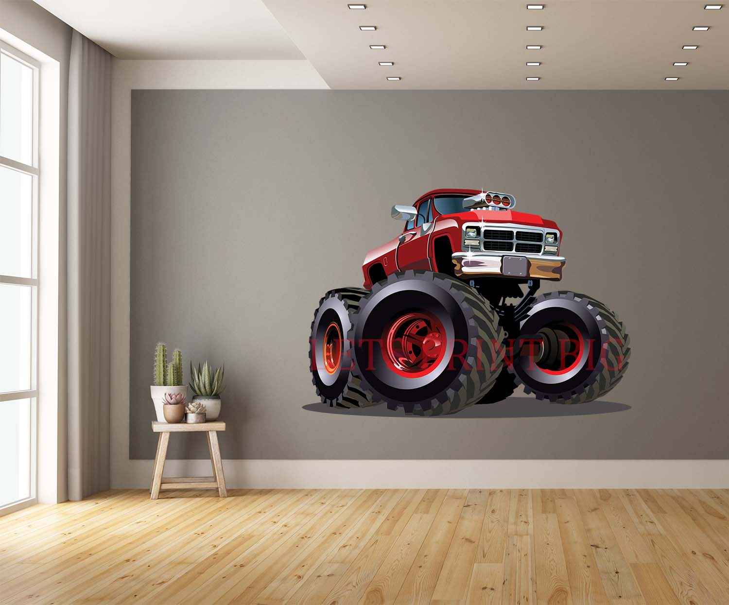 Red Cartoon Monster Truck Wall Art Decal