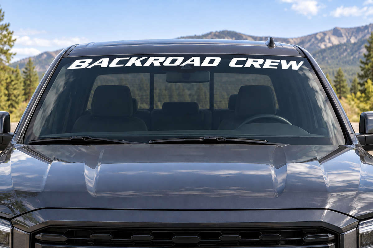 Example custom windshield lettering on a generic truck