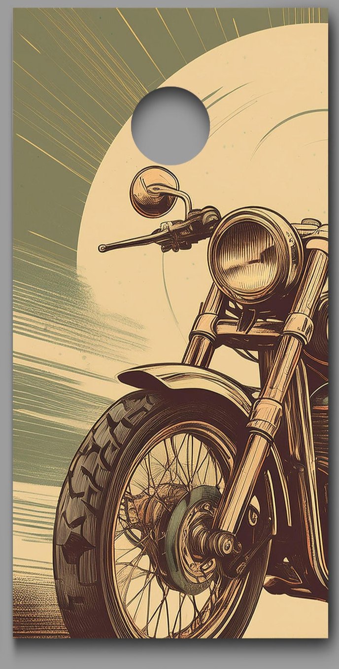 Retro Motorcycle Poster Combo Cornhole Board Decal Wraps