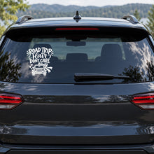 Road Trip Hair Dont Care Car Window Decal shown on a vehicle window