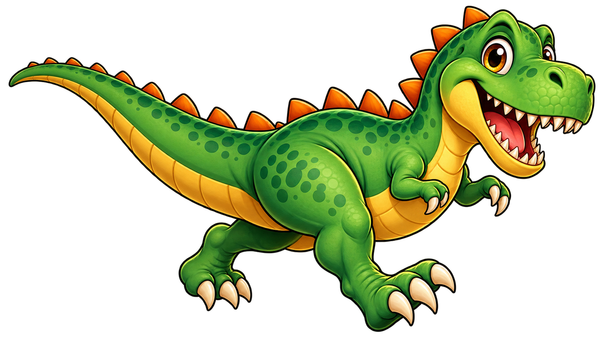 Roary the T. Rex Cartoon Dinosaur Large Wall Decal isolated transparent artwork
