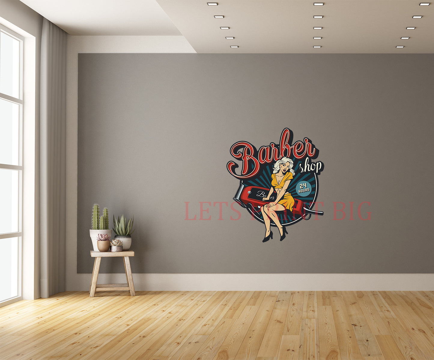 Barber Shop Pinup Girl Wall Art Decal