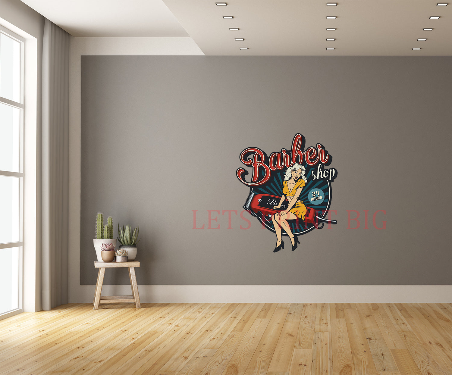 Barber Shop Pinup Girl Wall Art Decal