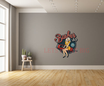 Barber Shop Pinup Girl Wall Art Decal