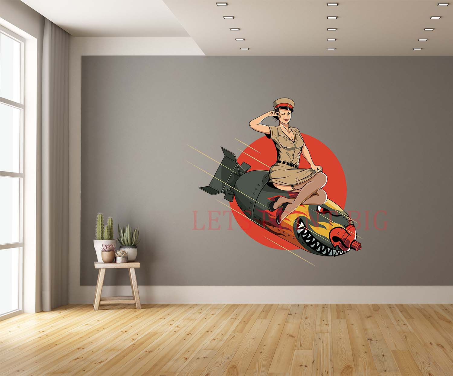 Girl Riding Bomb Wall Art Decal