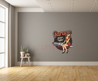 Garage Pinup Girl Wall Art Decal