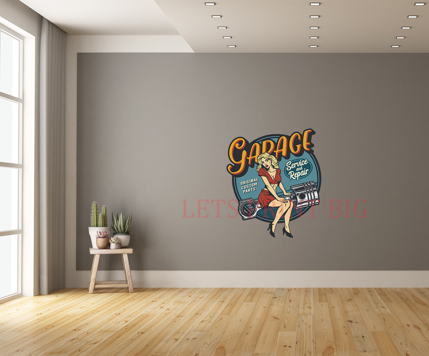 Garage Service and Repair Pinup Girl Wall Art Decal