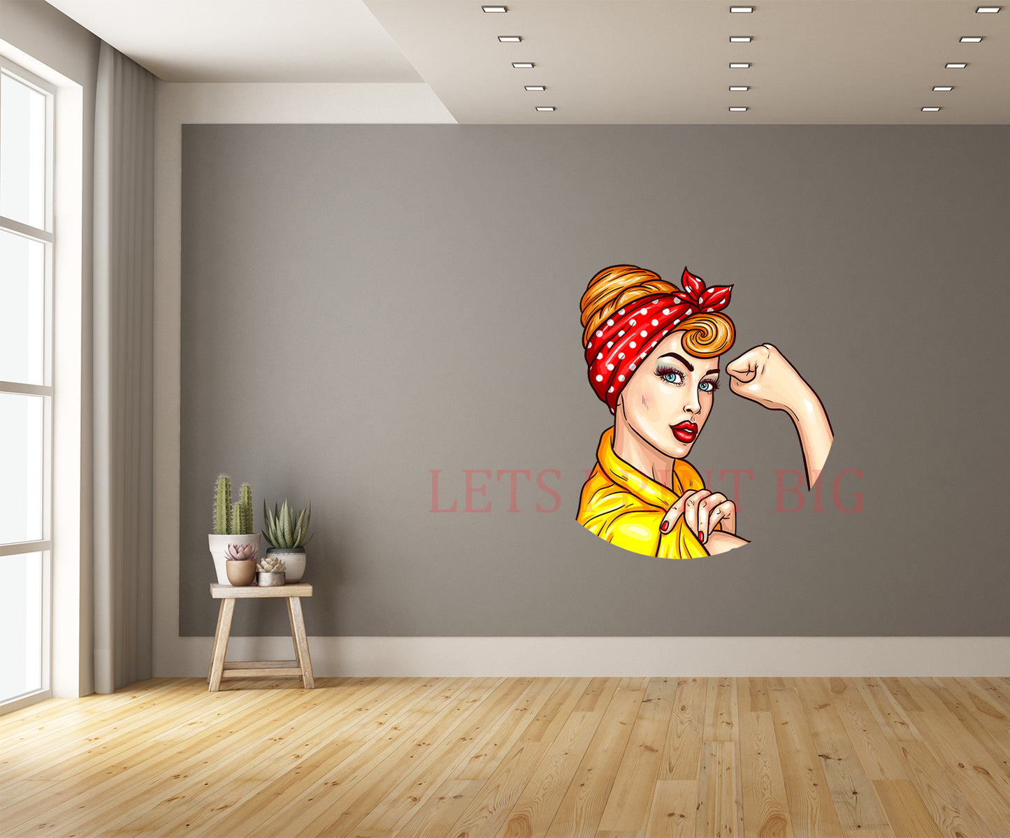 Pinup Girl Flexing Wall Art Decal
