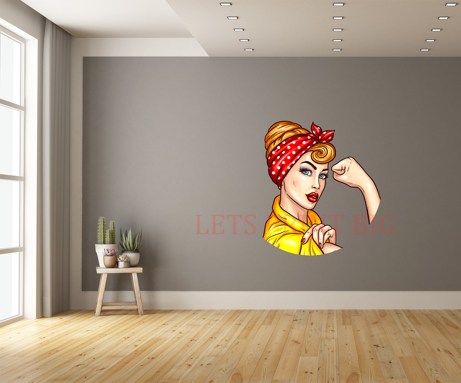Pinup Girl Flexing Wall Art Decal