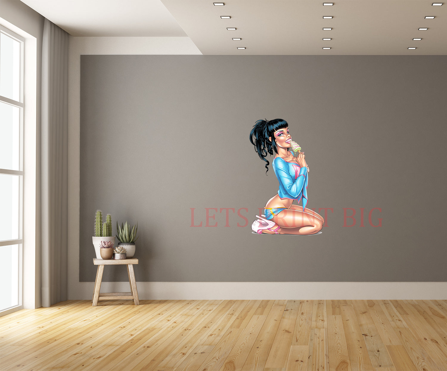 Pin up Girl Liking Ice Cream Wall Art Decal