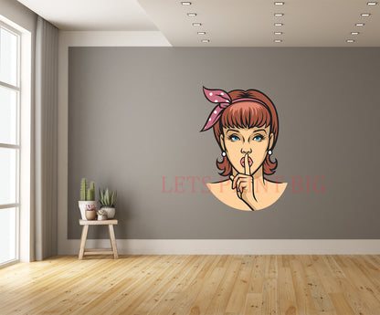 Vintage Woman Say Quite Please Wall Art Decal