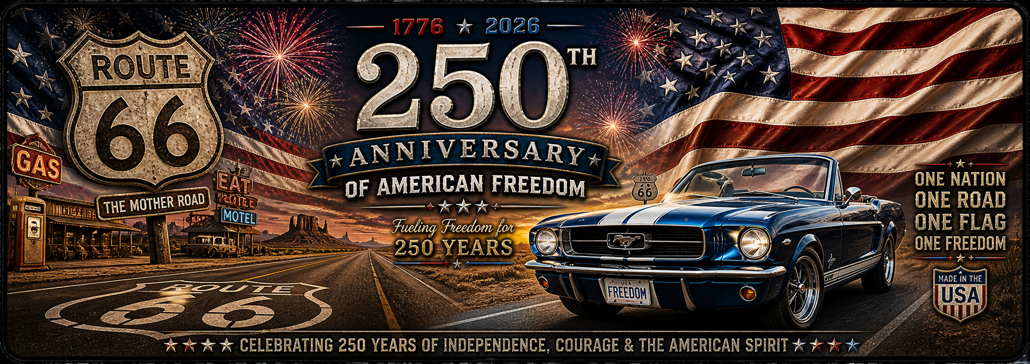 Route 66 Freedom Ride Desk Mat