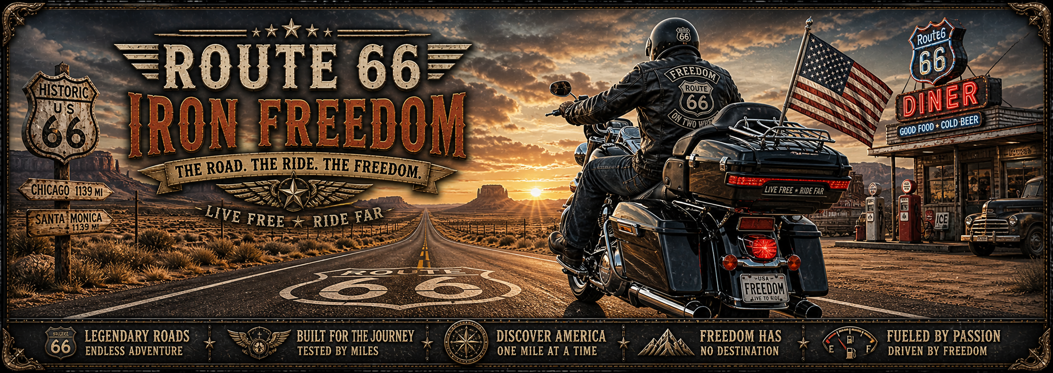 Route 66 Iron Freedom Desk Mat