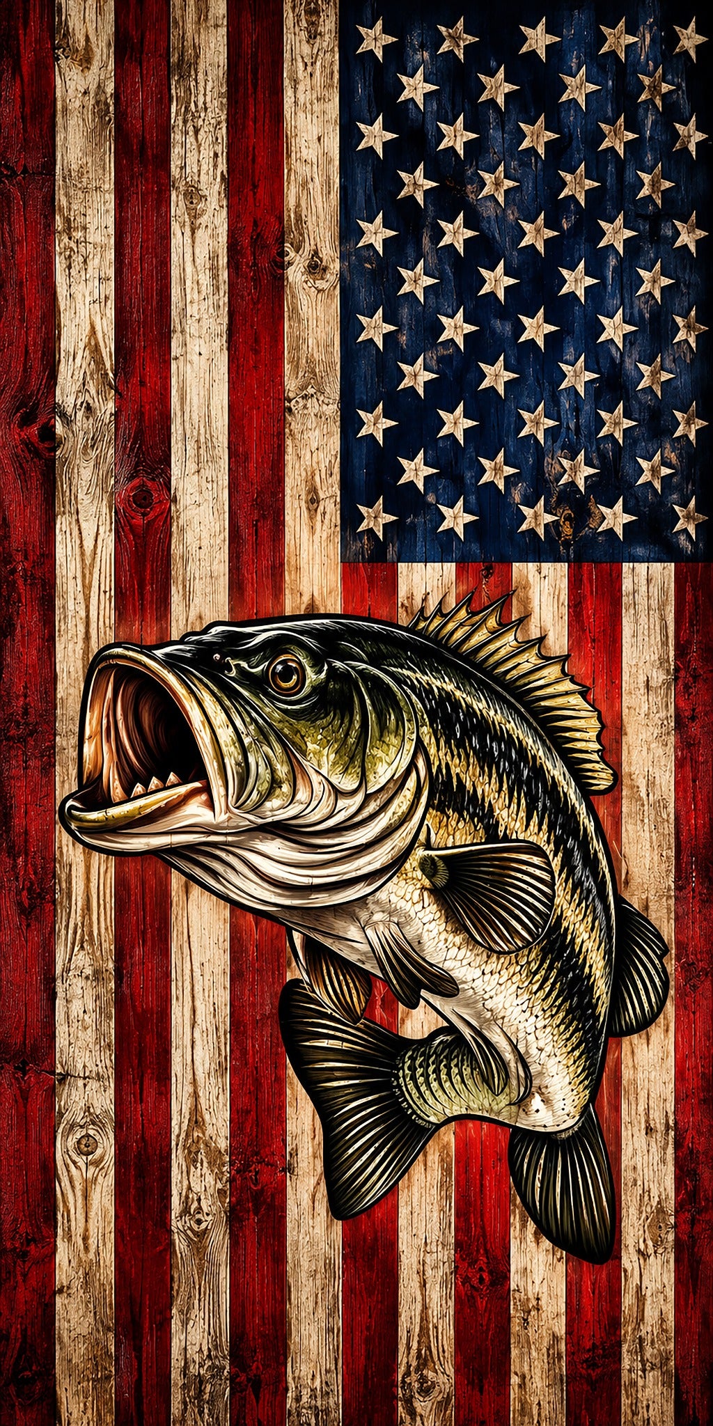 Complete rustic American flag bass wrap artwork without hole