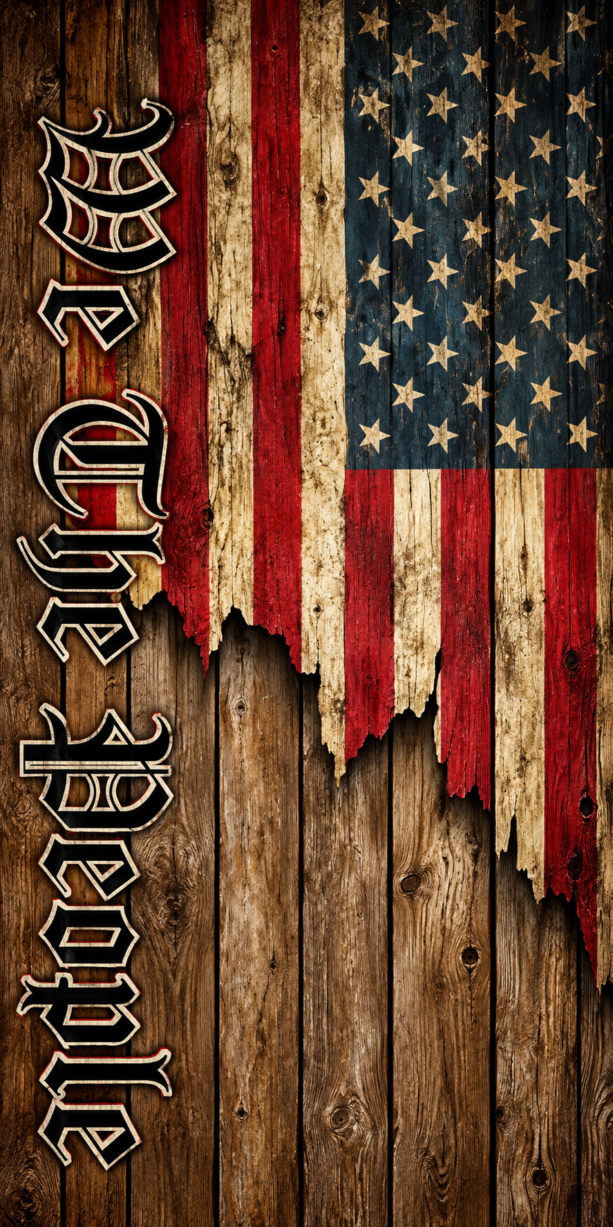 We the People Rustic Flag Scroll Cornhole Board Wraps hole-free artwork