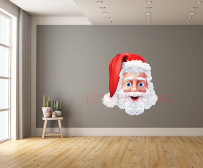 Santa Claus Christmas Cartoon Character Face Wall Art Decal