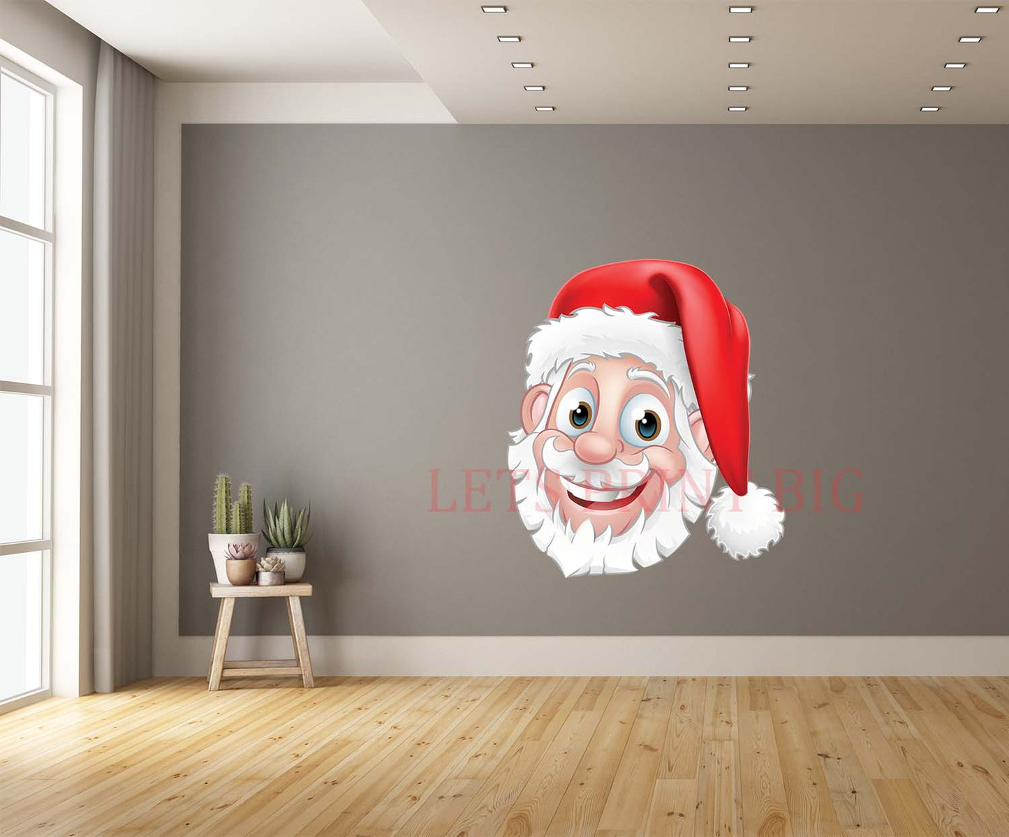 Santa Claus Face Christmas Cartoon Wall Art Decal