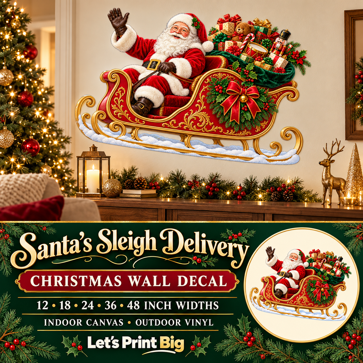 Santa's Sleigh Delivery summary – 12 to 48 inch widths