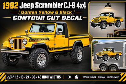 1982 Jeep Scrambler CJ-8 Golden Yellow & Black decal showcase