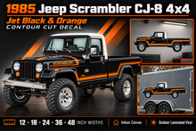 1985 Jeep Scrambler CJ-8 Jet Black & Orange decal showcase