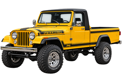 1982 Jeep Scrambler CJ-8 Golden Yellow & Black 4x4 transparent contour cut decal artwork