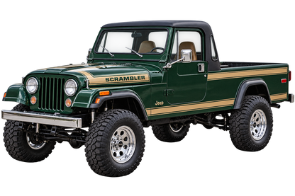 1984 Jeep Scrambler CJ-8 Forest Green & Tan 4x4 transparent contour cut decal artwork
