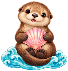 Seashell Baby Otter standalone decal only