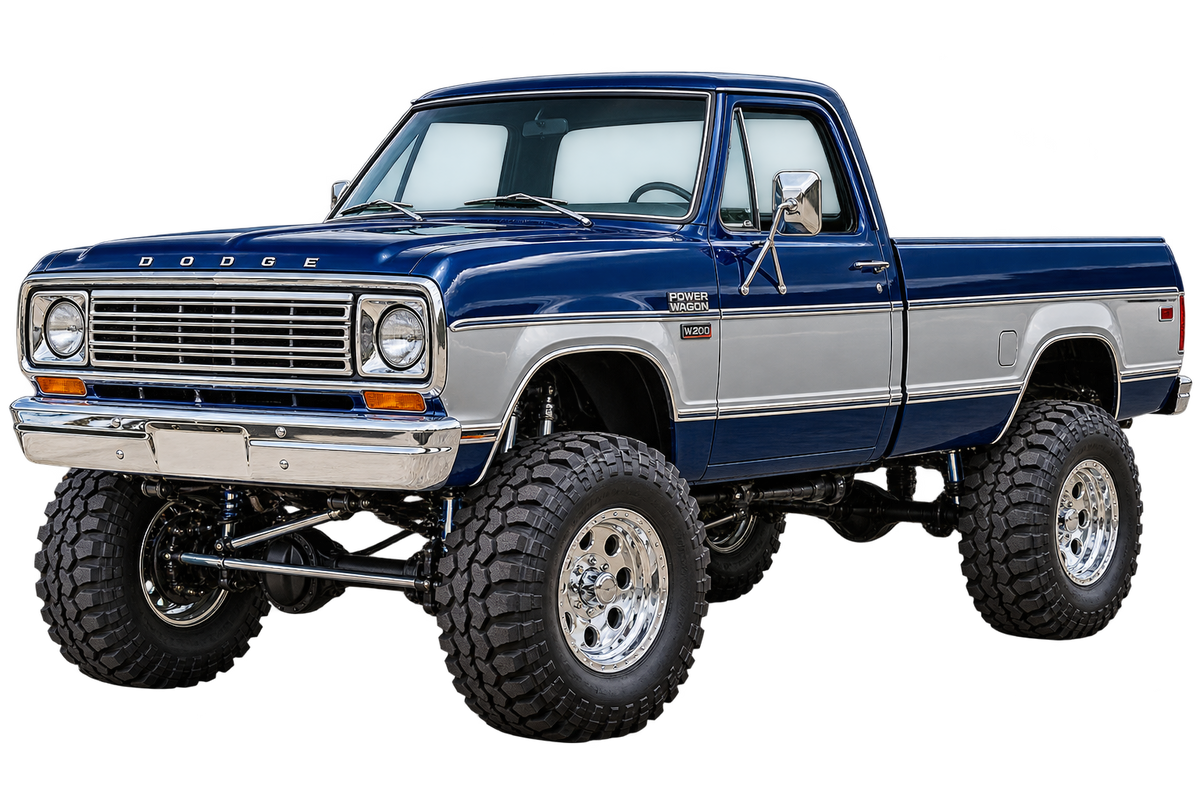 1978 Dodge W200 Power Wagon Midnight Blue & Silver 4x4 transparent contour cut decal artwork