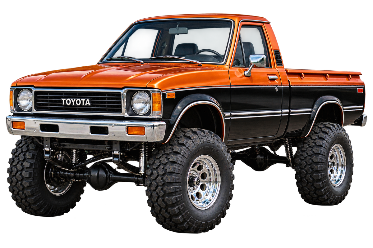 1979 Toyota Pickup Sunset Orange & Black 4x4 transparent contour cut decal artwork