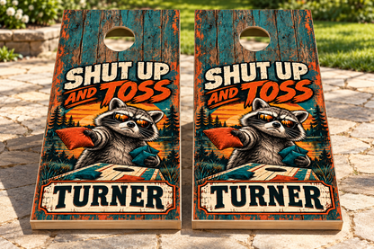 Shut Up and Toss — matching board mockup 1; boards not included