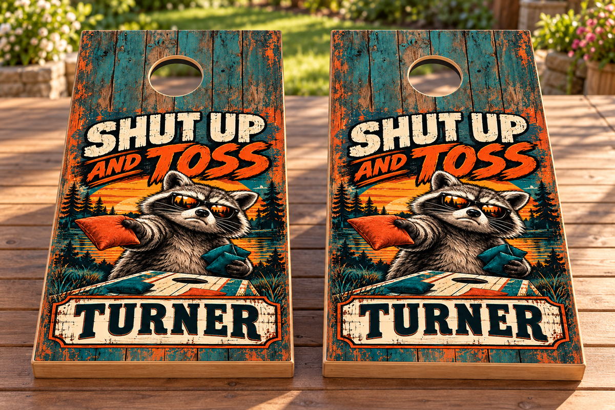 Shut Up and Toss — matching board mockup 2; boards not included
