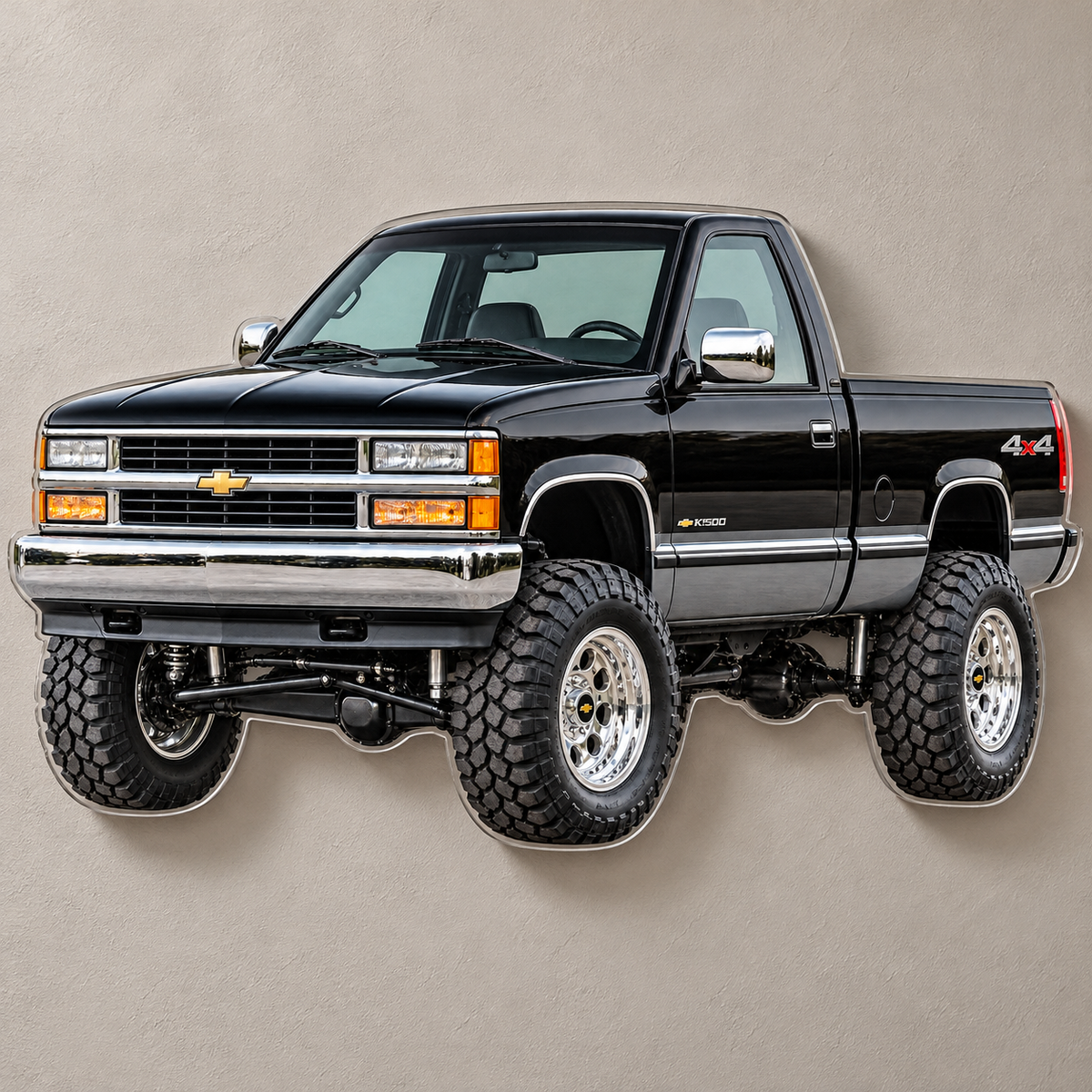 Jet Black & Charcoal 1996 Silverado contour-cut acrylic wall sign