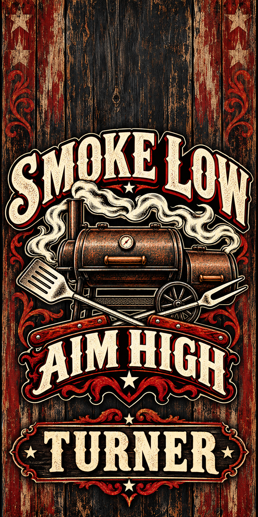 Smoke Low Aim High personalized cornhole wraps - flat