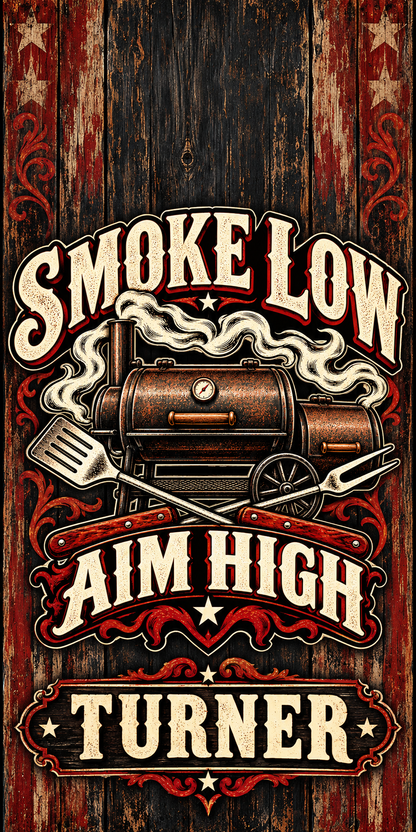 Smoke Low Aim High personalized cornhole wraps - flat
