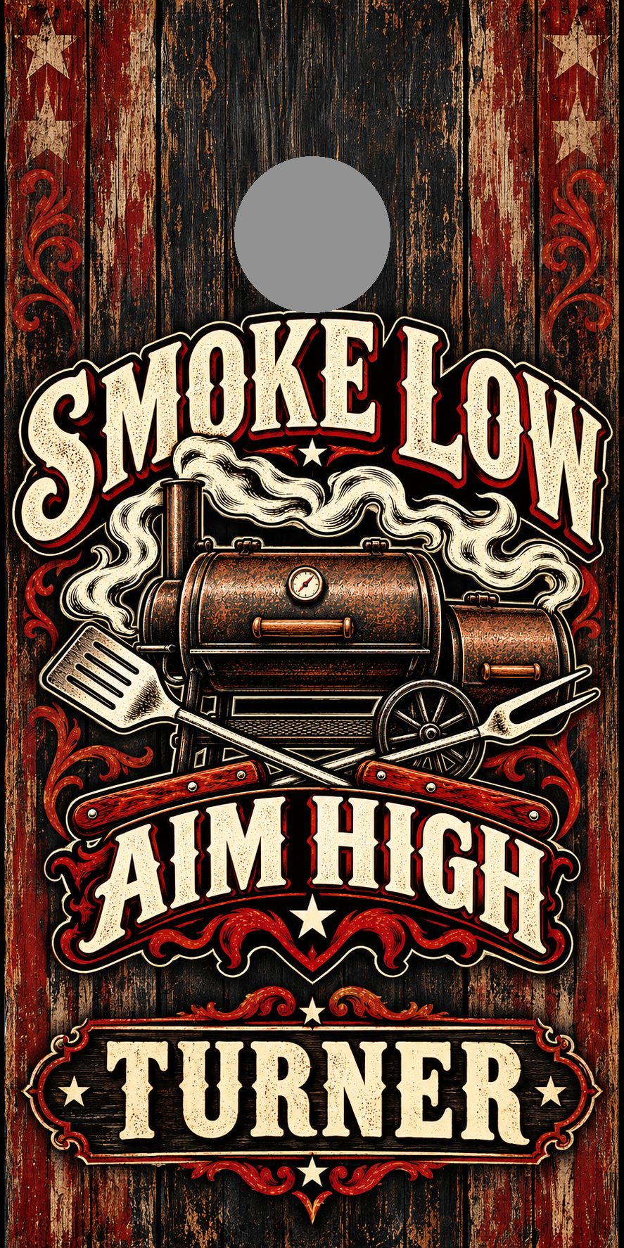 Smoke Low Aim High personalized cornhole wraps - proof