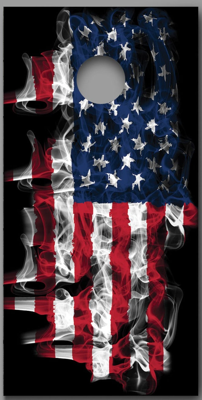 Smoking Flames American Flag Corn hole Wraps Decals - 150686