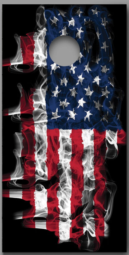 Smoking Flames American Flag Corn hole Wraps Decals - 150686