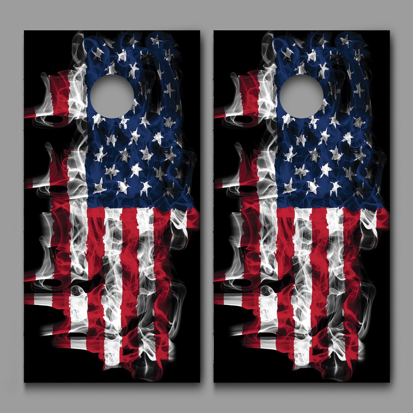Smoking Flames American Flag Corn hole Wraps Decals - 150686