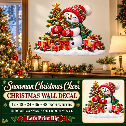 Snowman Christmas Cheer Christmas wall decal summary – 12 to 48 inch widths
