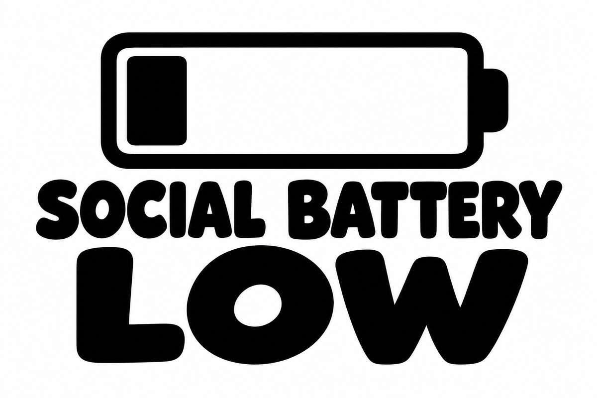 Social Battery Low flat artwork shown in black