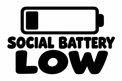Social Battery Low flat artwork shown in black